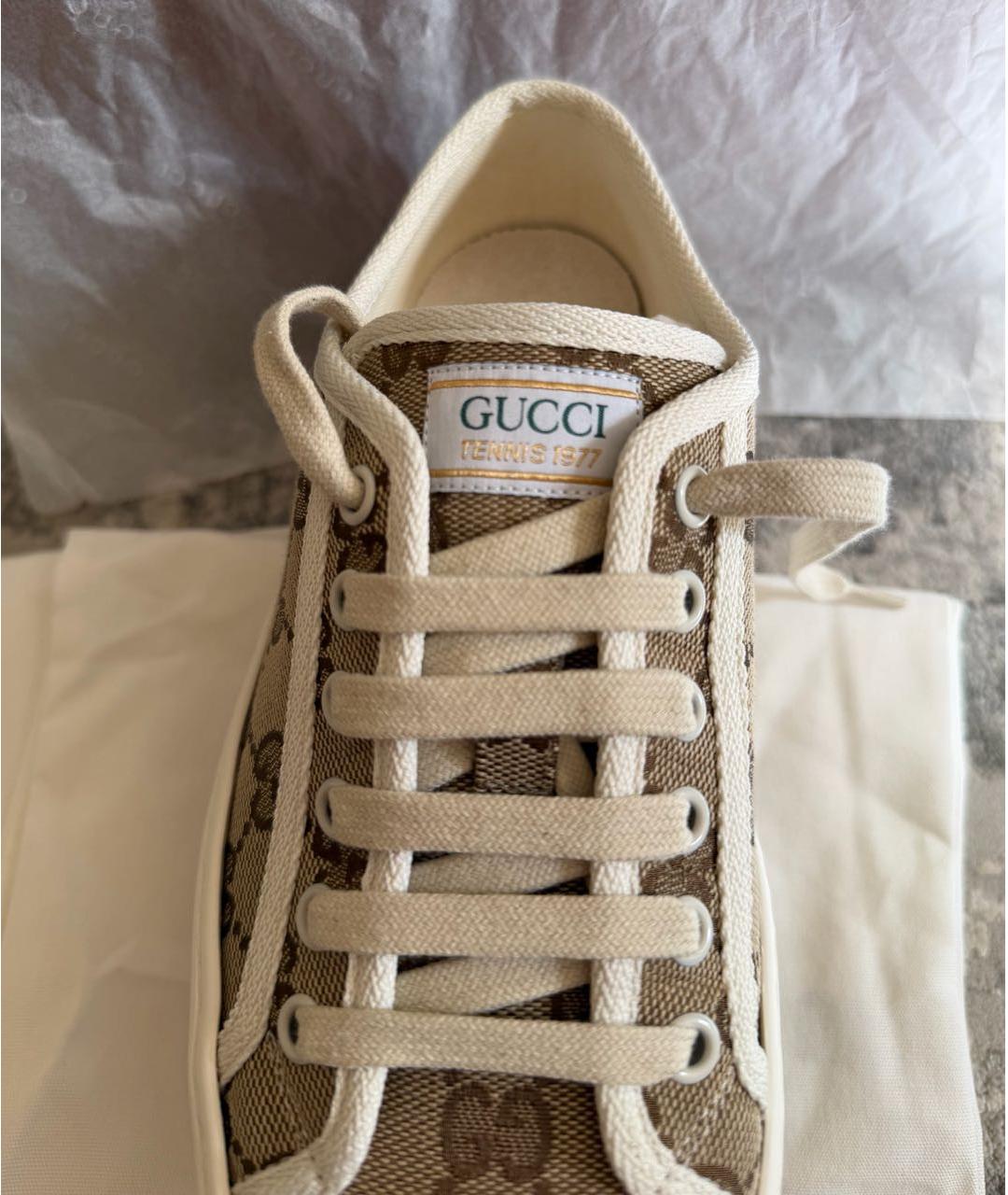 GUCCI Бежевые текстильные кеды, фото 3