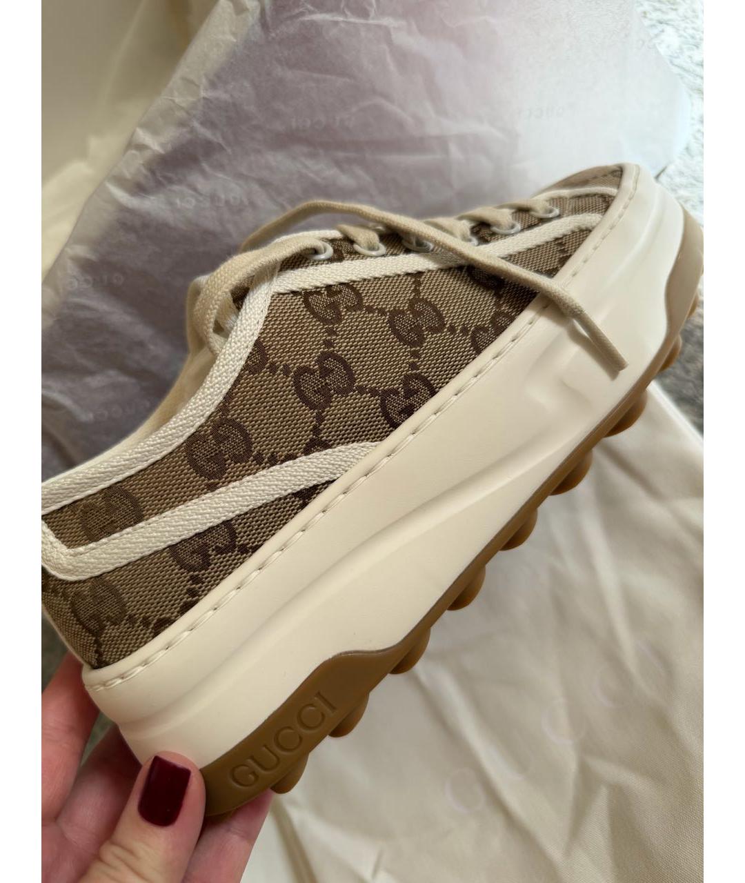 GUCCI Бежевые текстильные кеды, фото 6