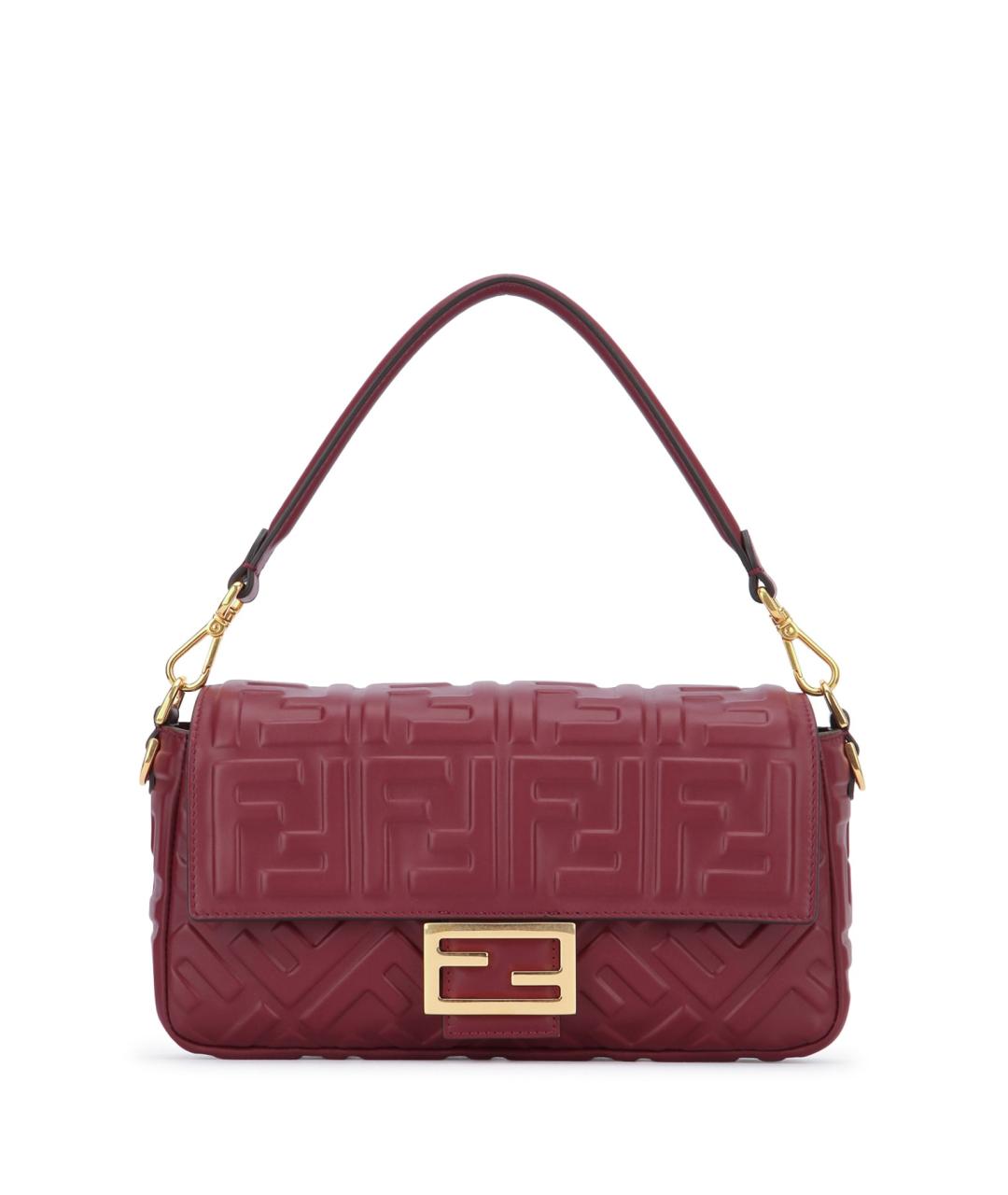 FENDI Бордовая кожаная сумка через плечо, фото 1