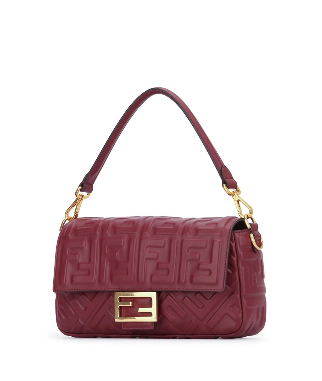 FENDI Бордовая кожаная сумка через плечо, фото 2