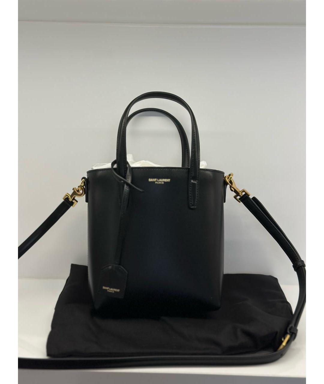 SAINT LAURENT Черная кожаная сумка с короткими ручками, фото 4