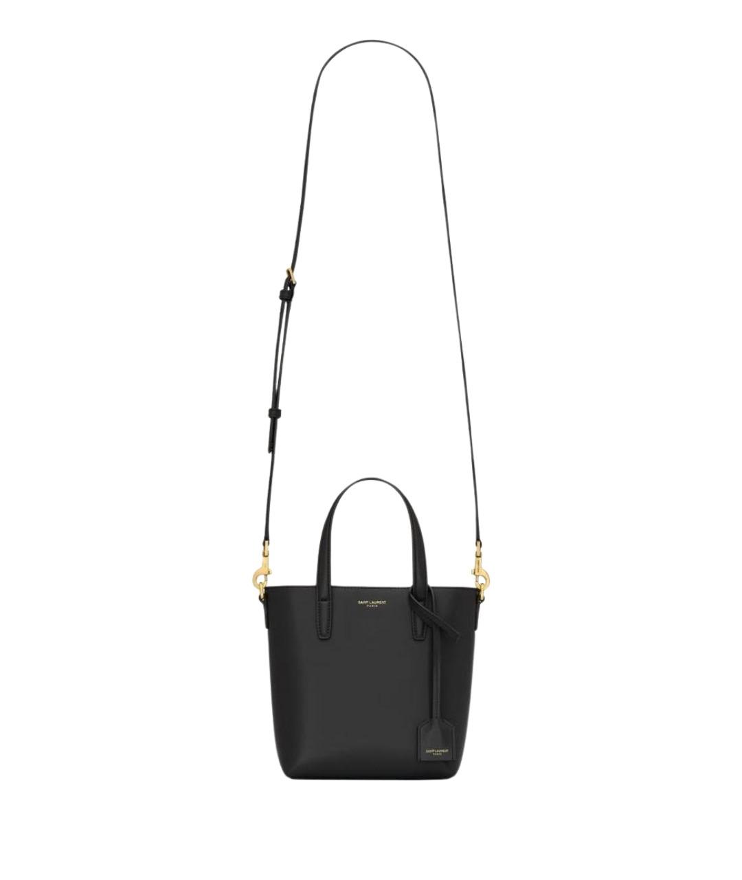 SAINT LAURENT Черная кожаная сумка с короткими ручками, фото 1