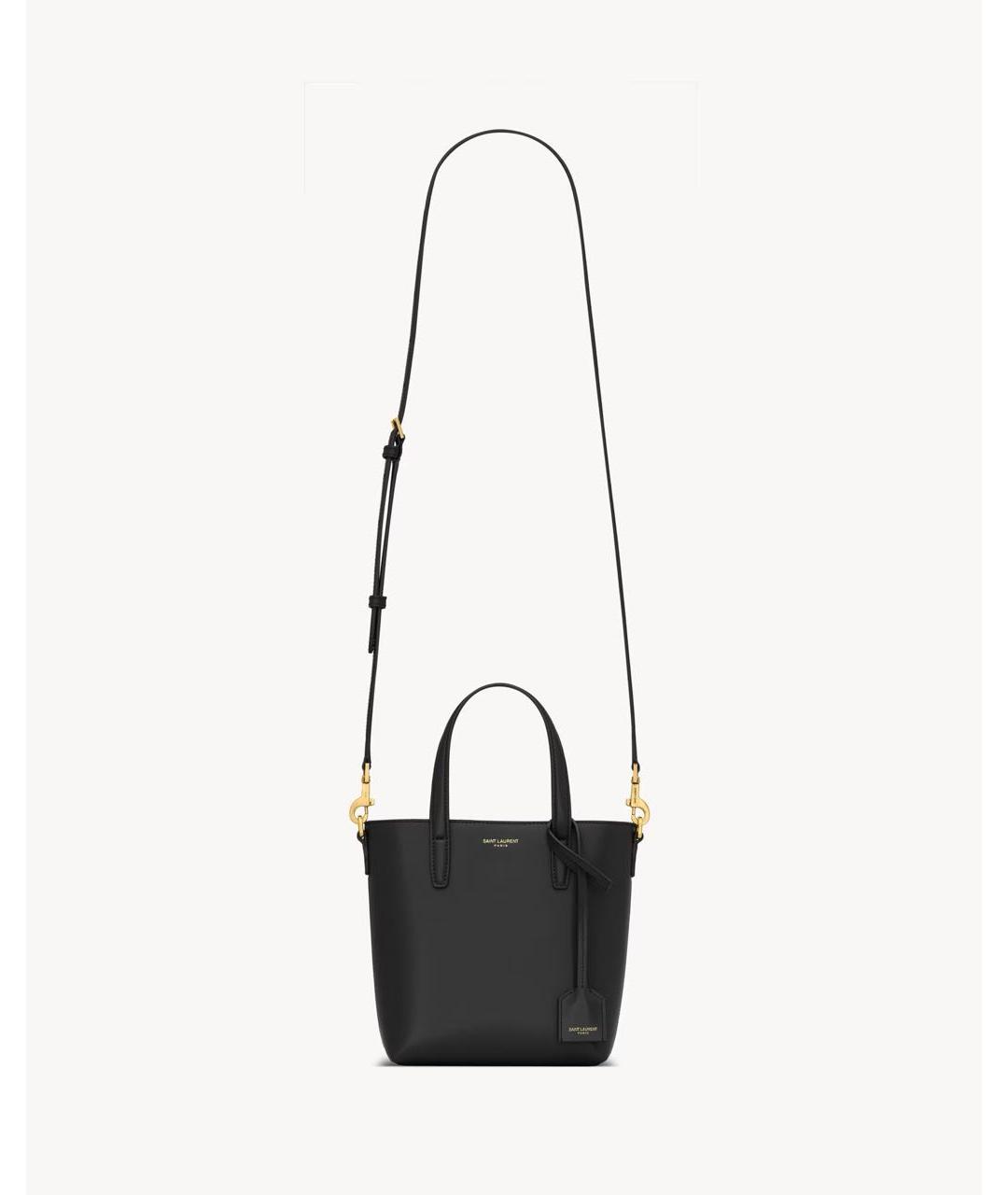 SAINT LAURENT Черная кожаная сумка с короткими ручками, фото 6