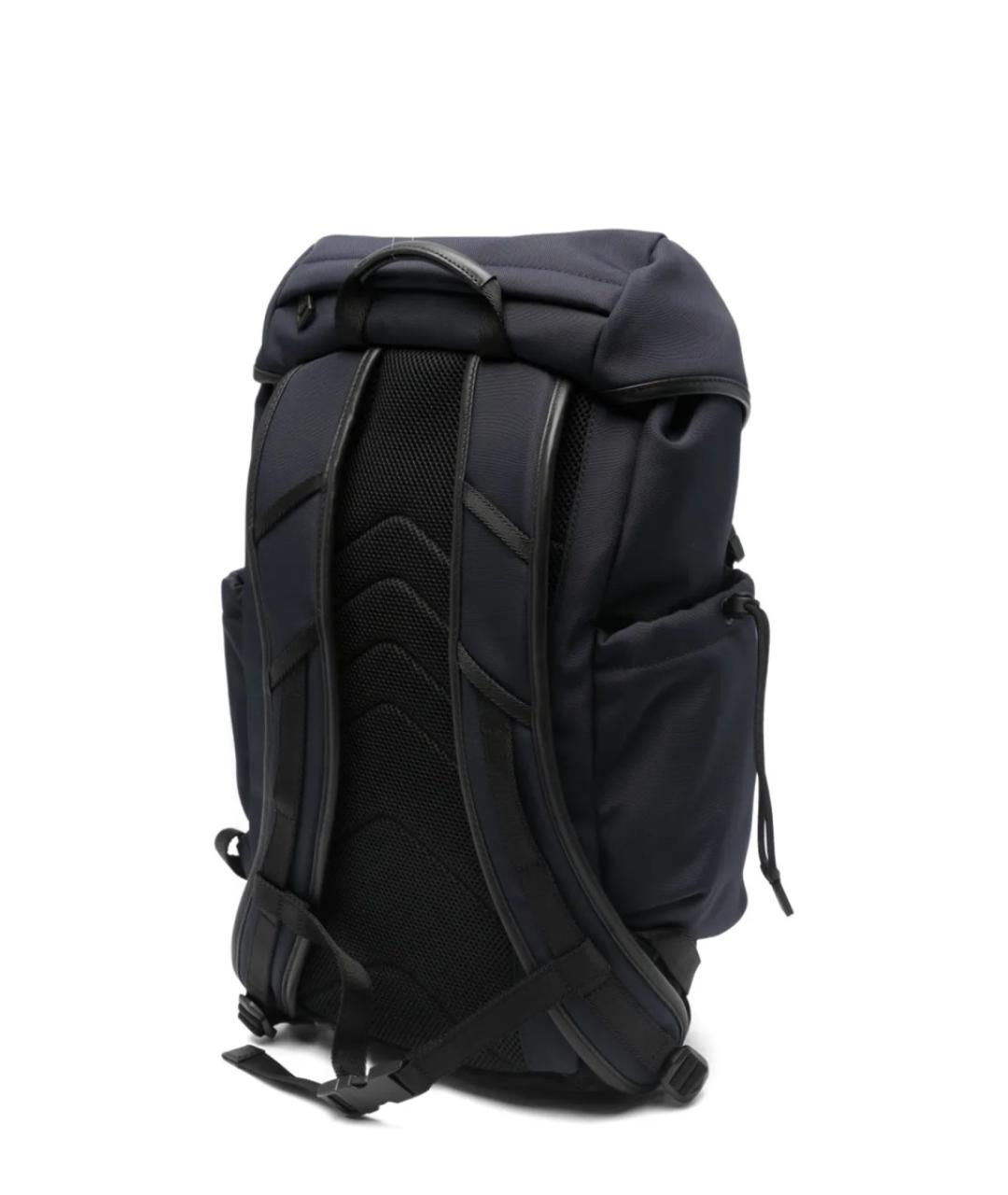 MONCLER Темно-синий синтетический рюкзак, фото 2