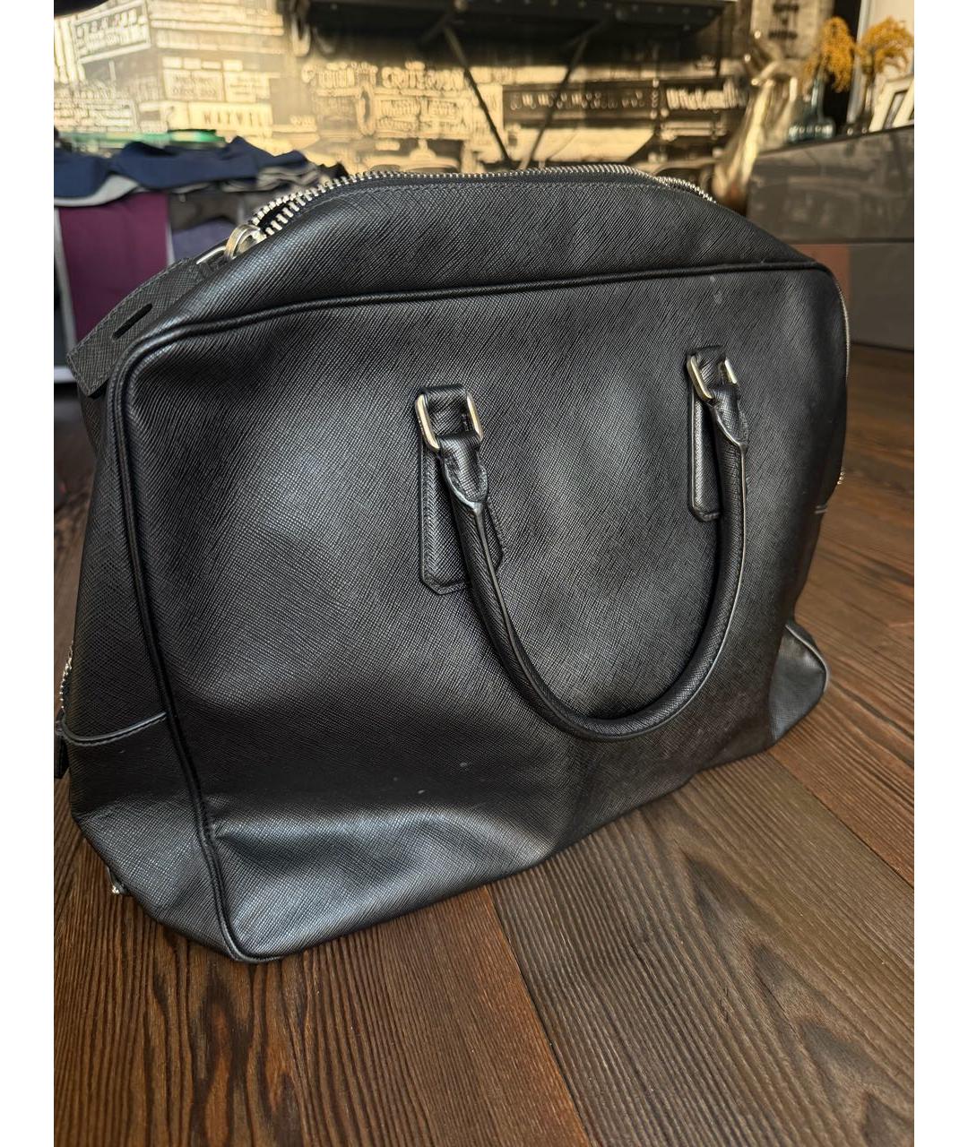 PRADA Черный кожаный портфель, фото 3