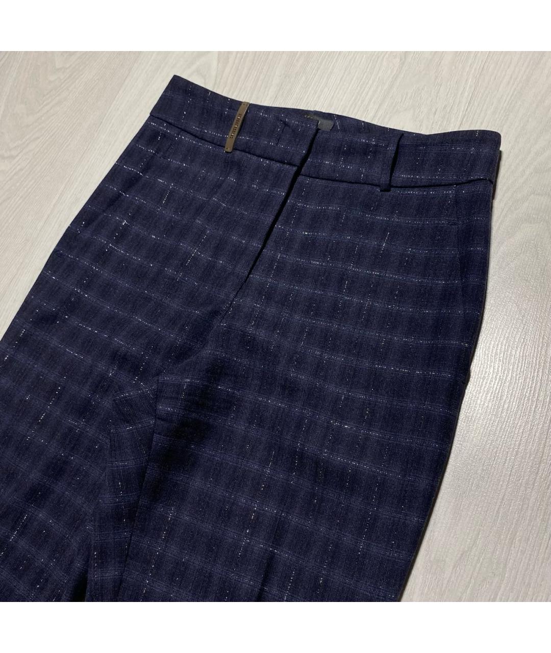 PESERICO Темно-синие шерстяные брюки узкие, фото 3