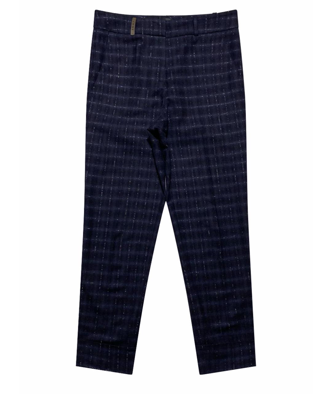 PESERICO Темно-синие шерстяные брюки узкие, фото 1