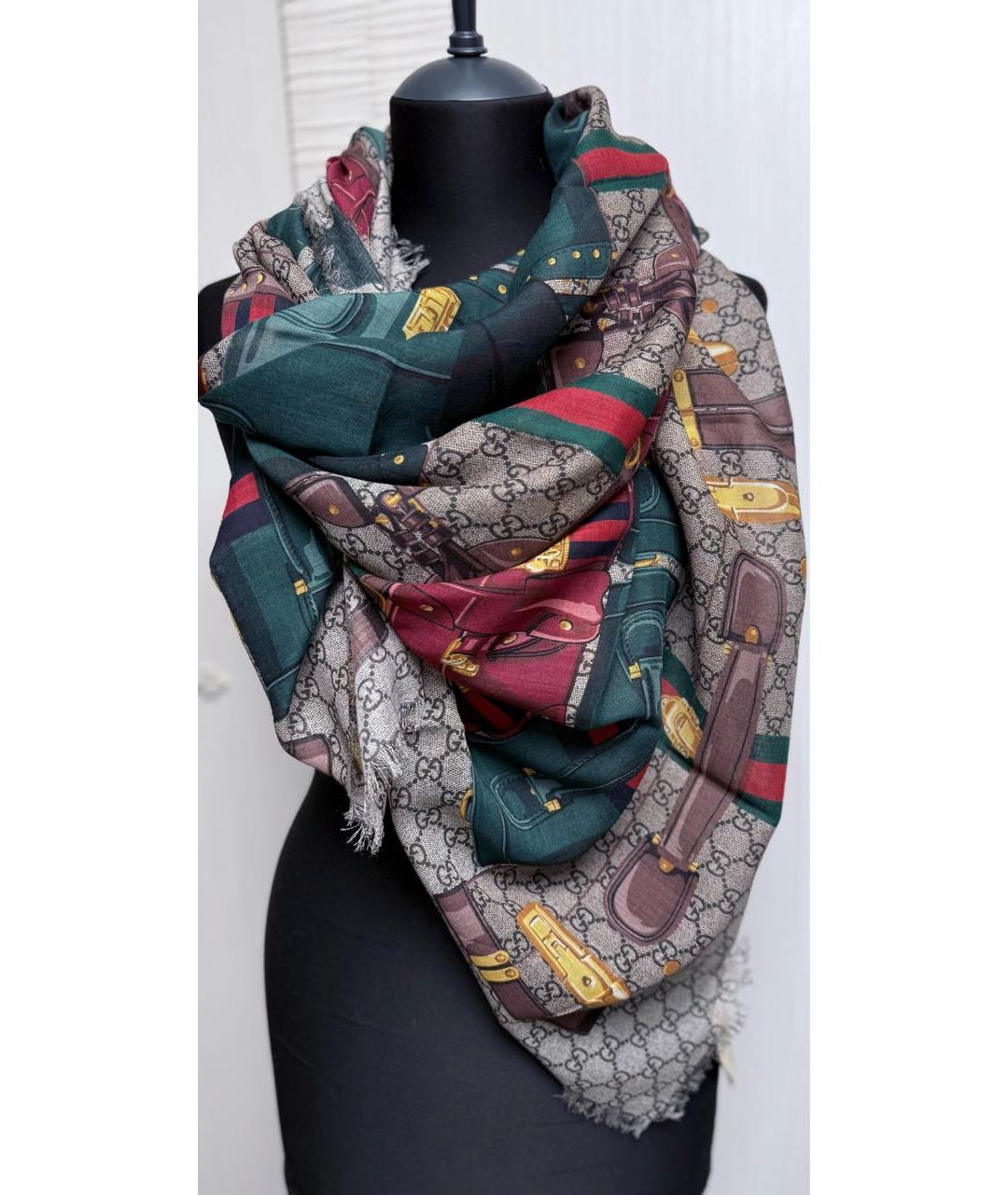 GUCCI Мульти шерстяной платок, фото 2