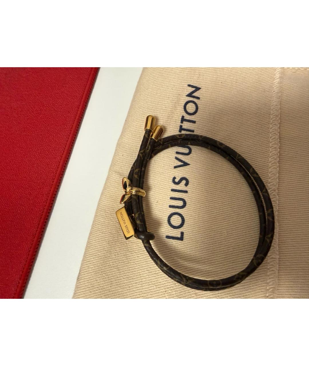 LOUIS VUITTON Коричневый кожаный браслет, фото 2