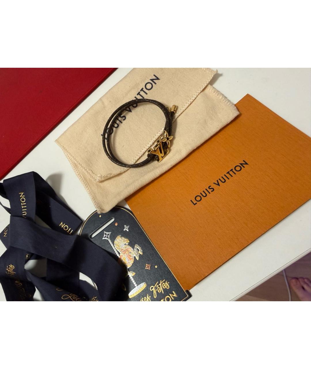 LOUIS VUITTON Коричневый кожаный браслет, фото 3