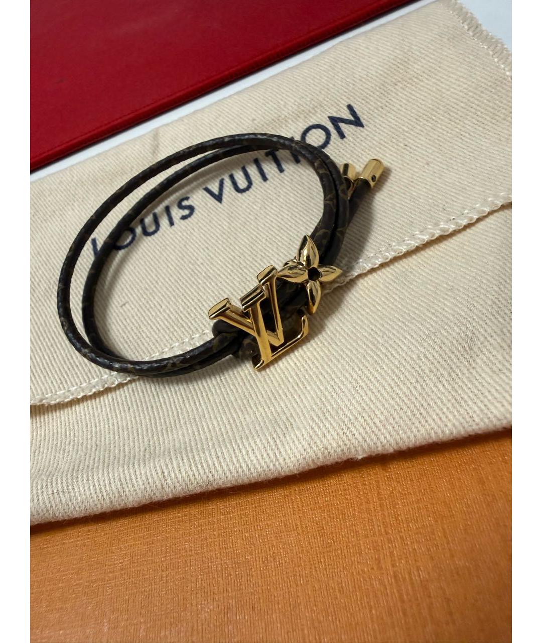 LOUIS VUITTON Коричневый кожаный браслет, фото 5