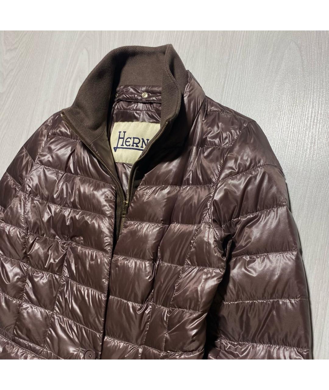 HERNO Коричневый полиамидовый пуховик, фото 3