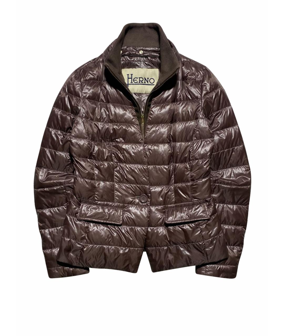 HERNO Коричневый полиамидовый пуховик, фото 1