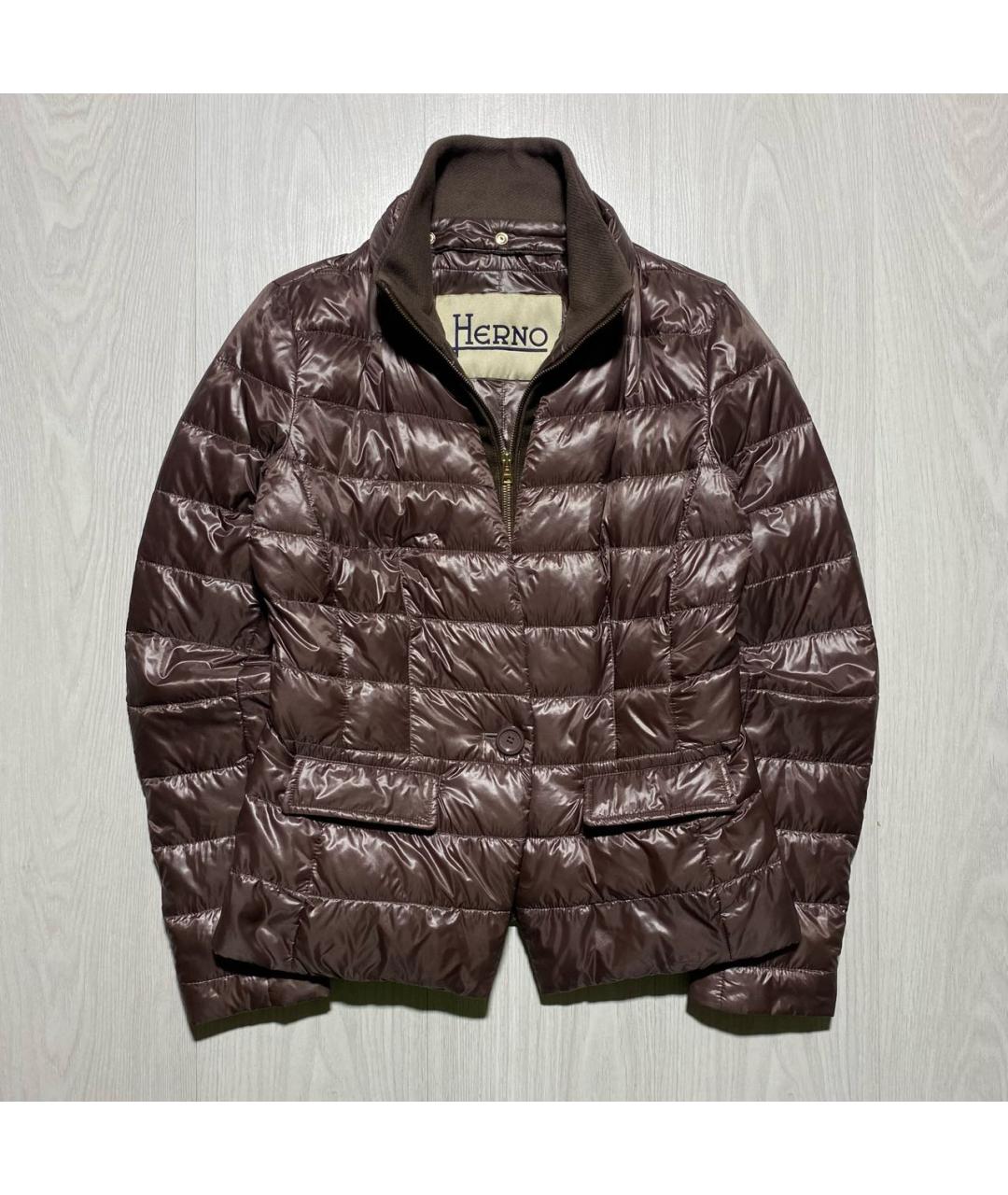 HERNO Коричневый полиамидовый пуховик, фото 9