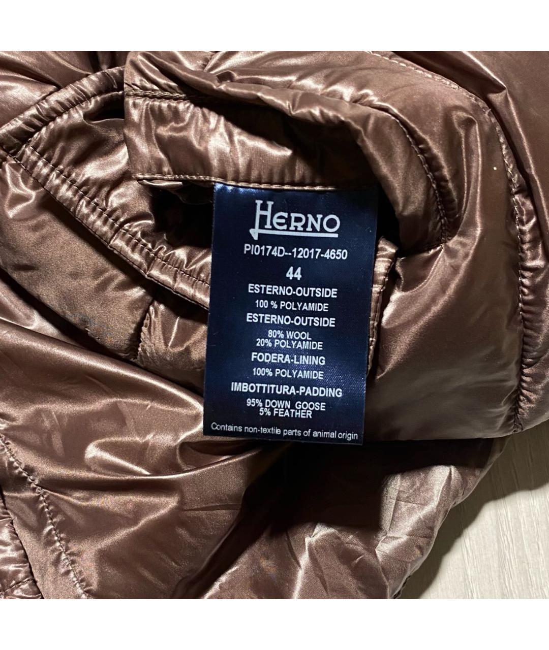 HERNO Коричневый полиамидовый пуховик, фото 8