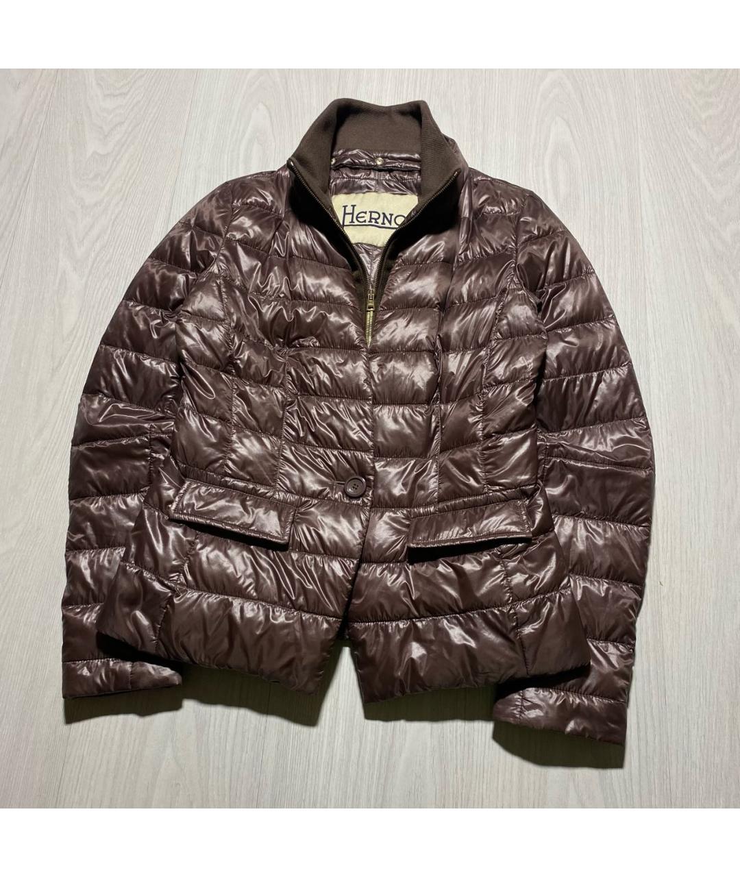 HERNO Коричневый полиамидовый пуховик, фото 2