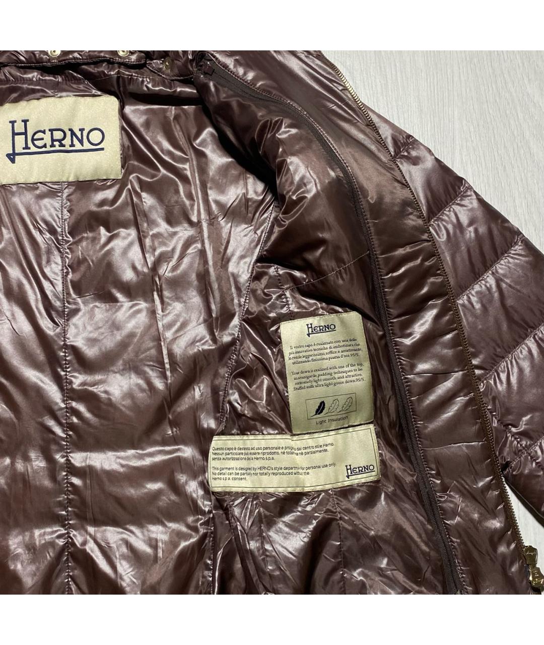 HERNO Коричневый полиамидовый пуховик, фото 7