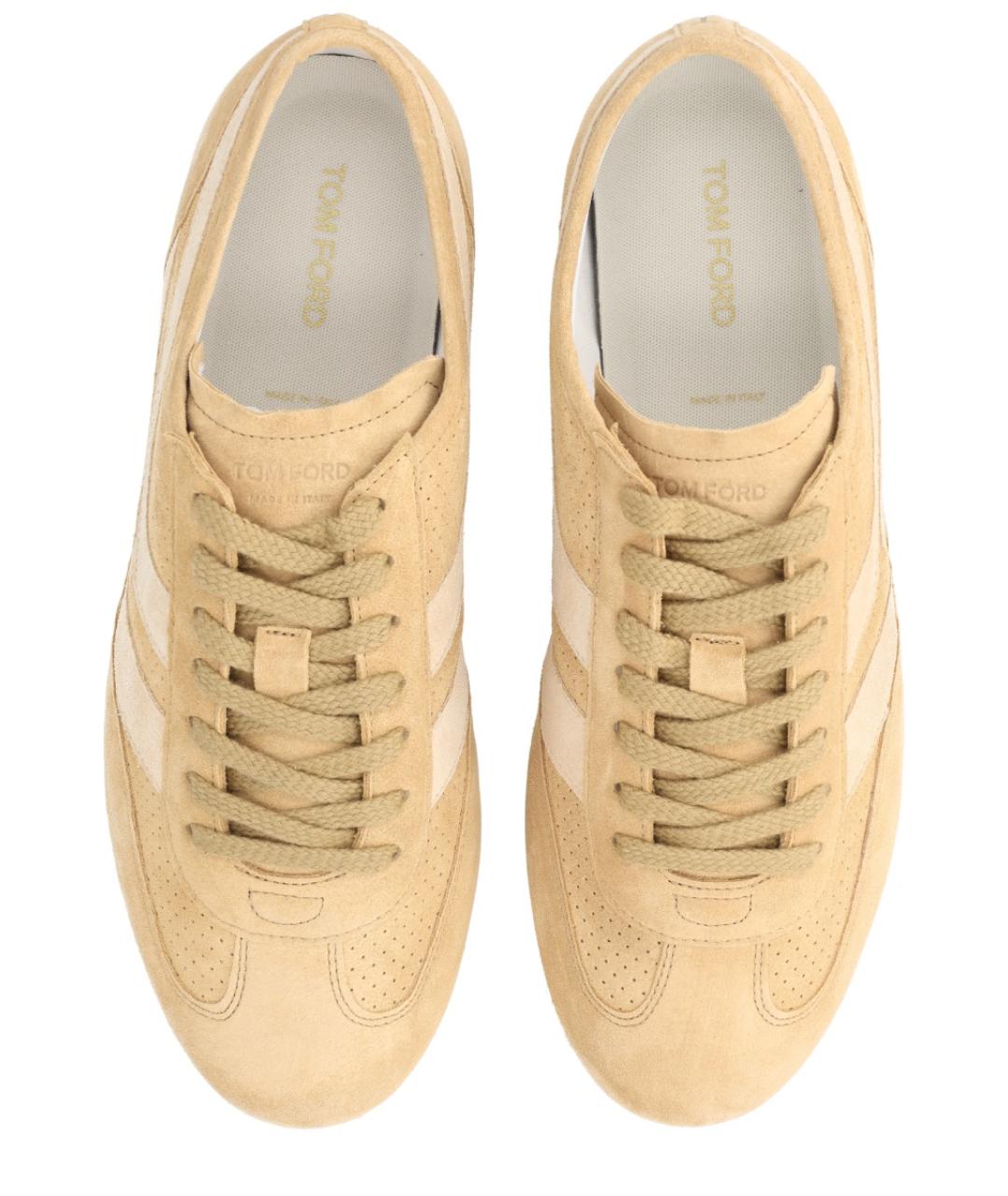 TOM FORD Бежевые кожаные низкие кроссовки / кеды, фото 5