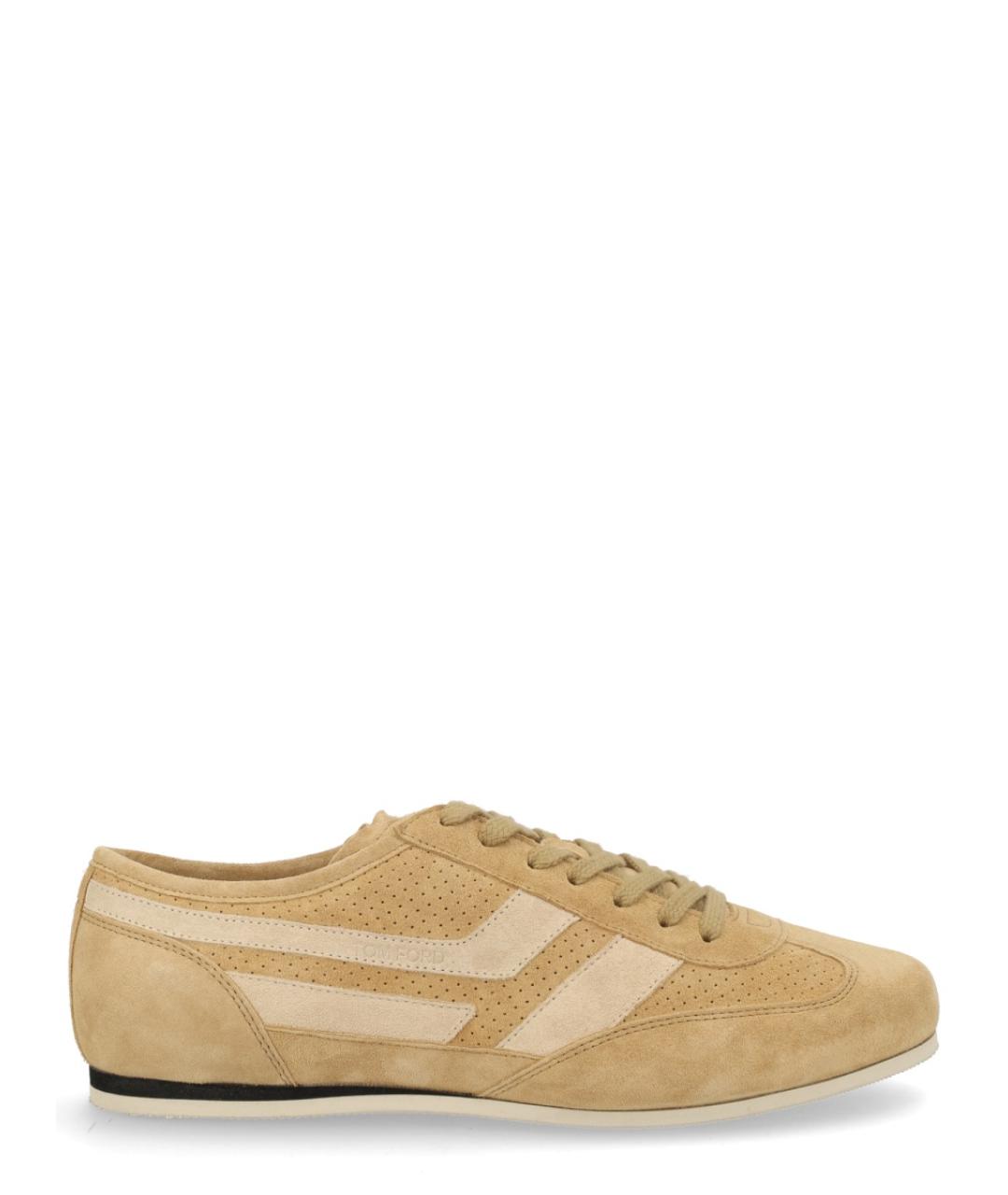 TOM FORD Бежевые кожаные низкие кроссовки / кеды, фото 1