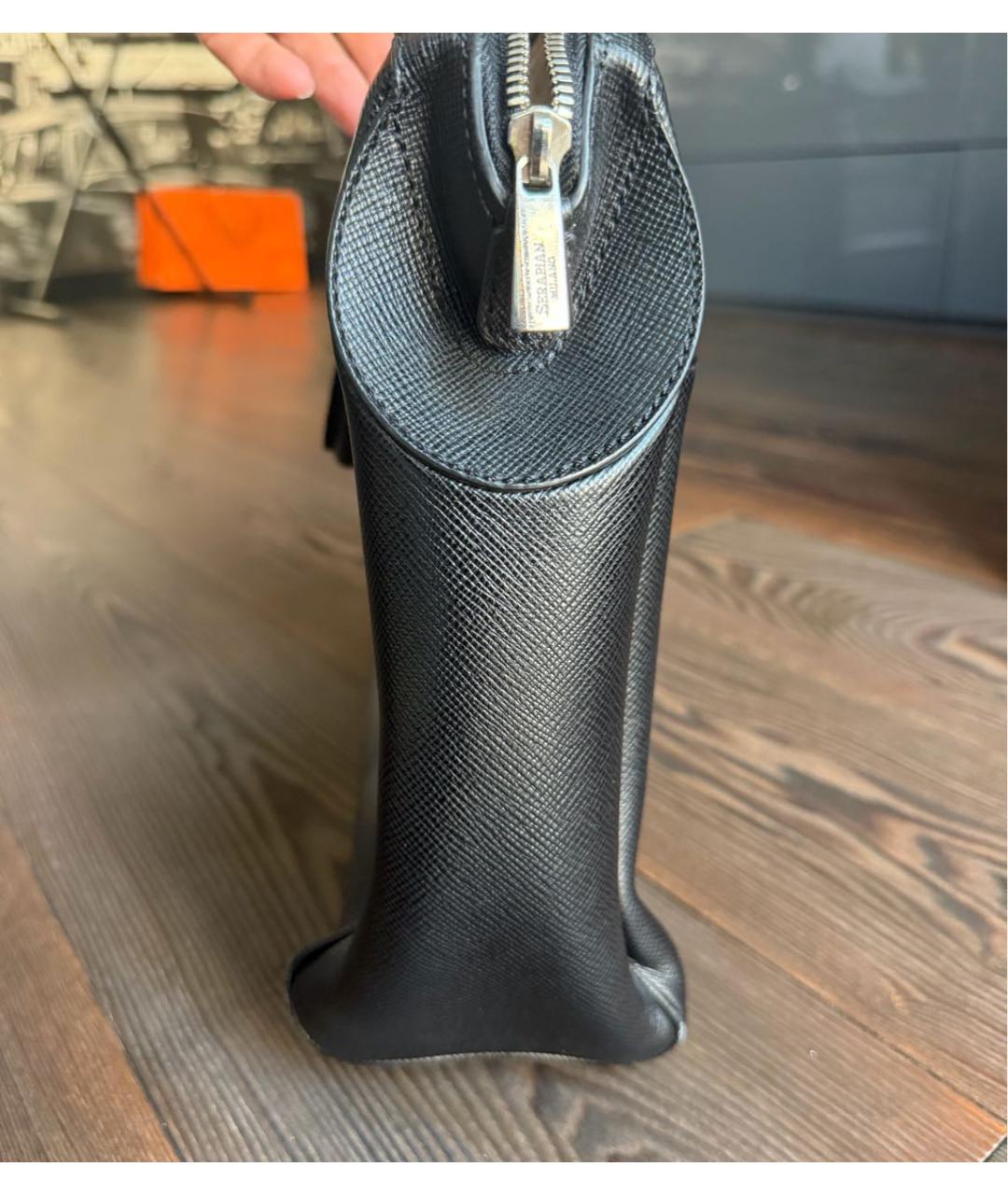 SERAPIAN Черный кожаный портфель, фото 2