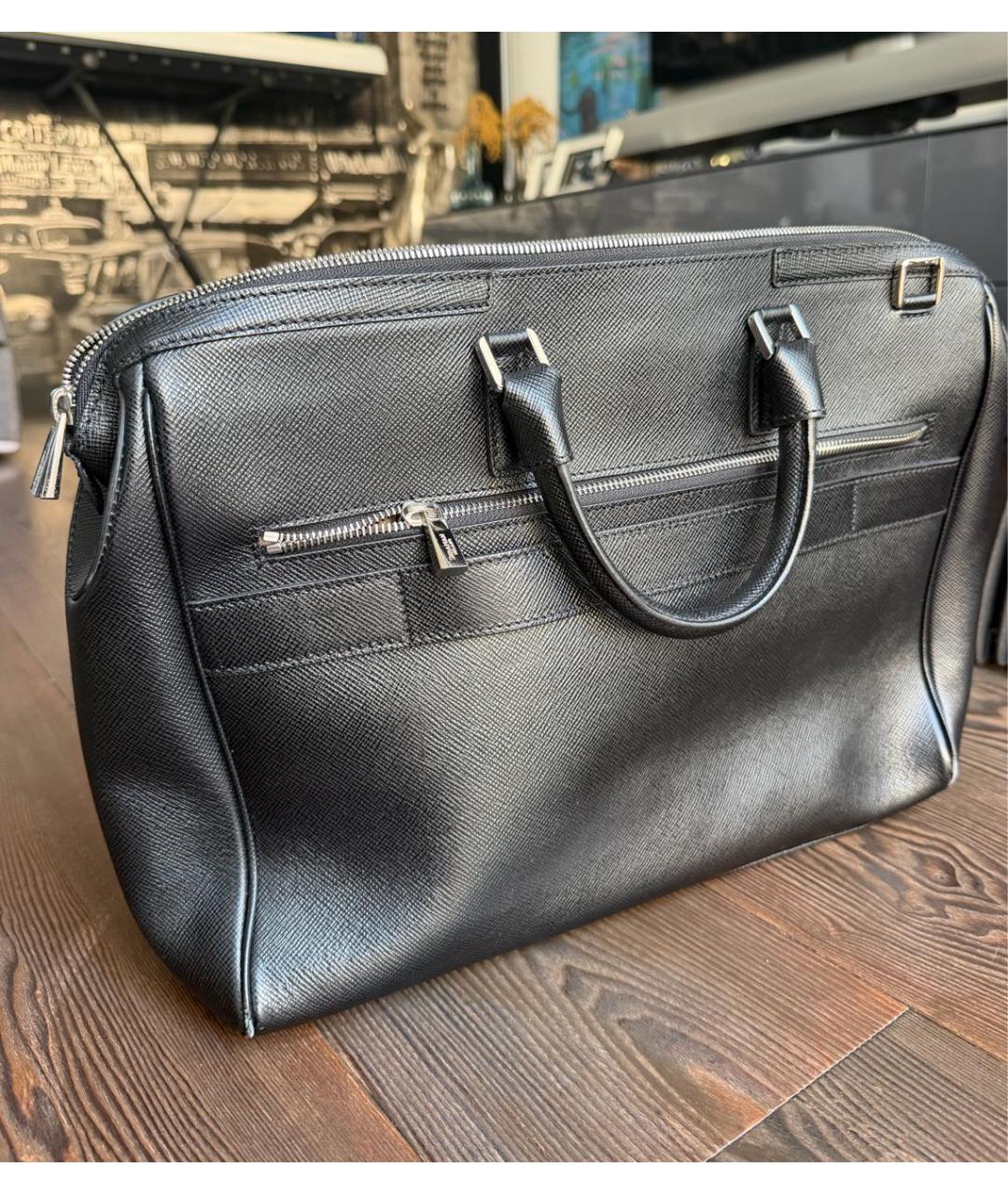 SERAPIAN Черный кожаный портфель, фото 3