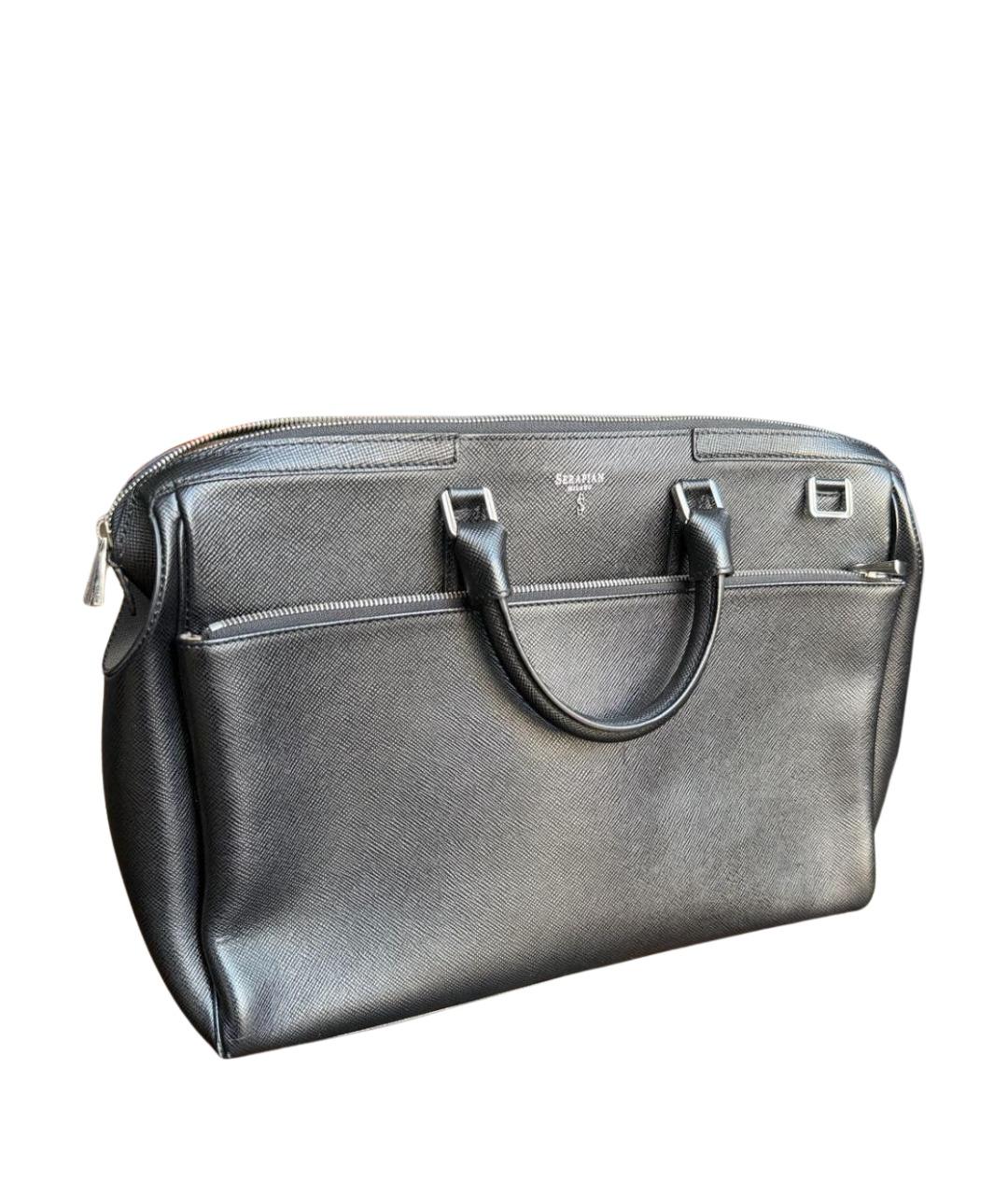 SERAPIAN Черный кожаный портфель, фото 1