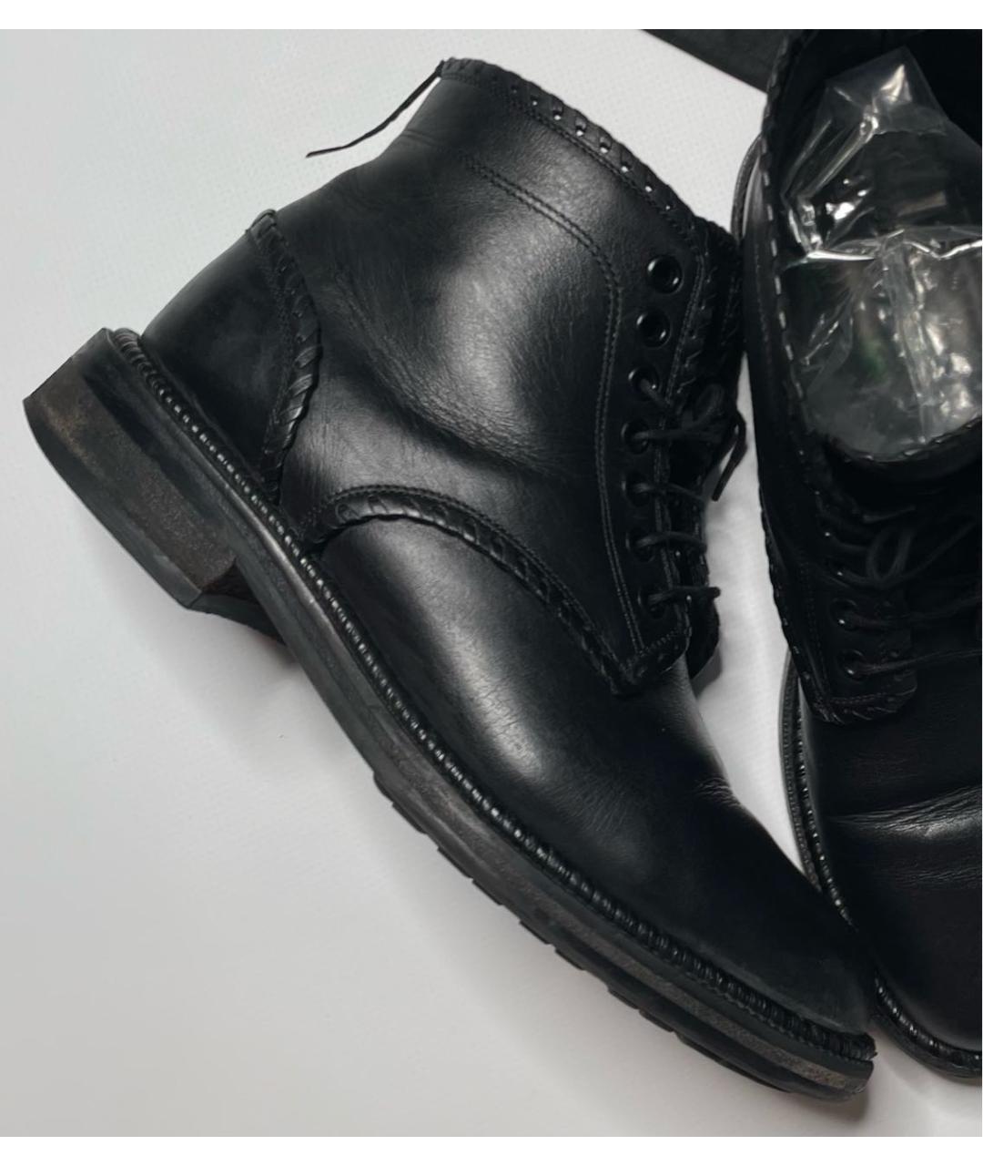 SAINT LAURENT Черные кожаные высокие ботинки, фото 5