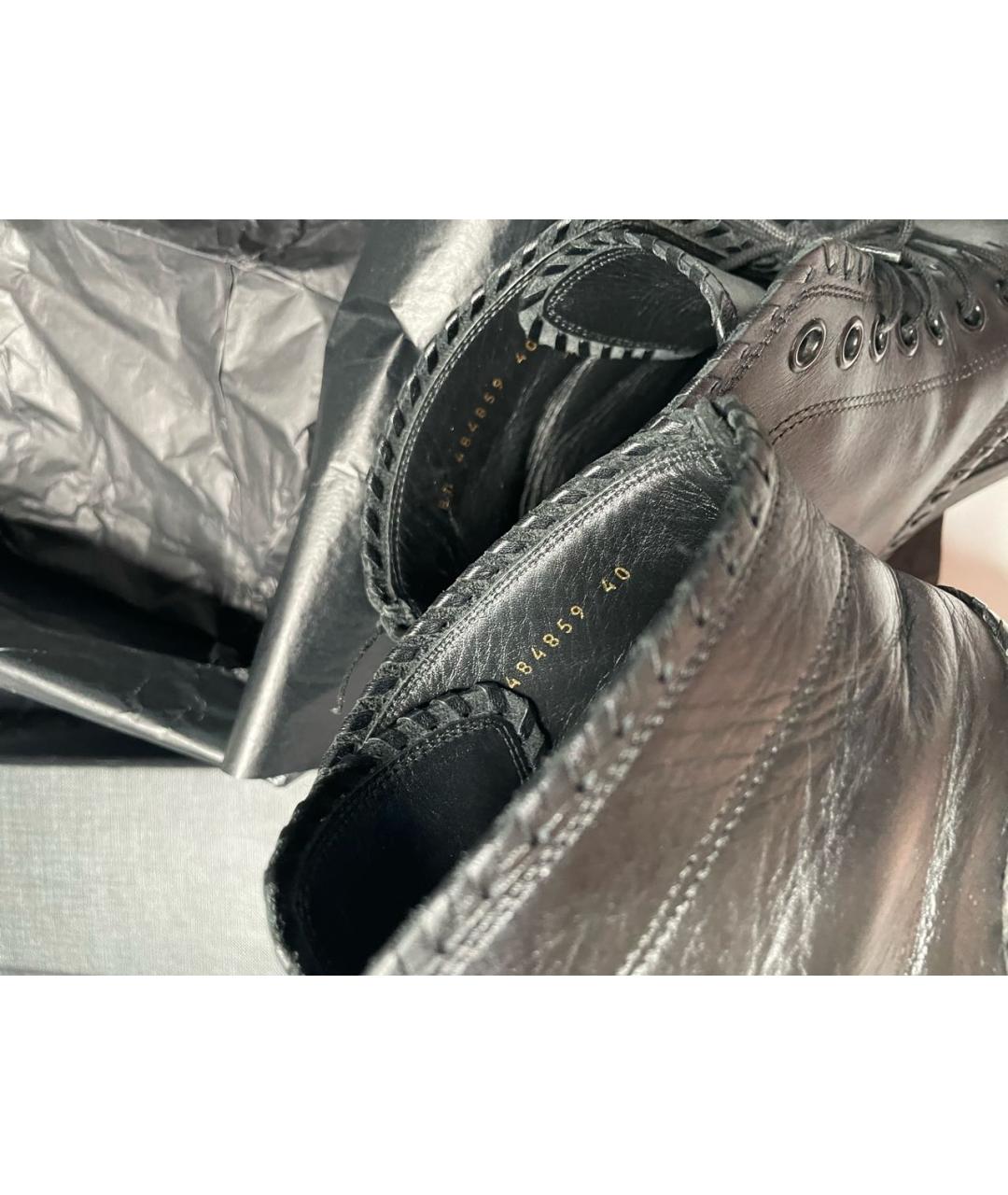 SAINT LAURENT Черные кожаные высокие ботинки, фото 2
