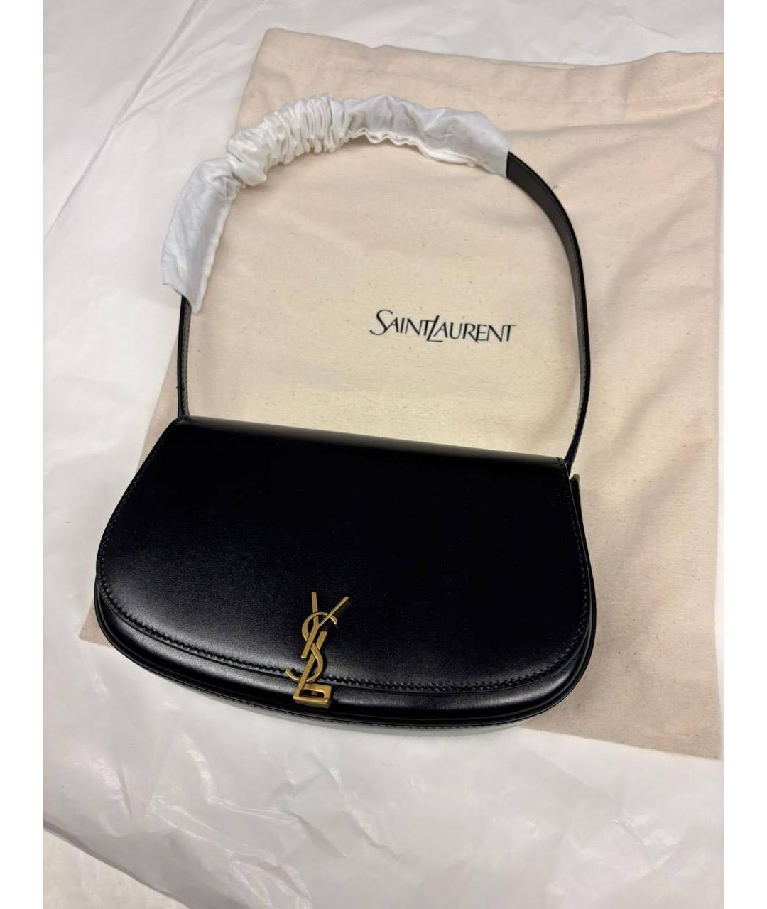 SAINT LAURENT Черная кожаная сумка с короткими ручками, фото 3