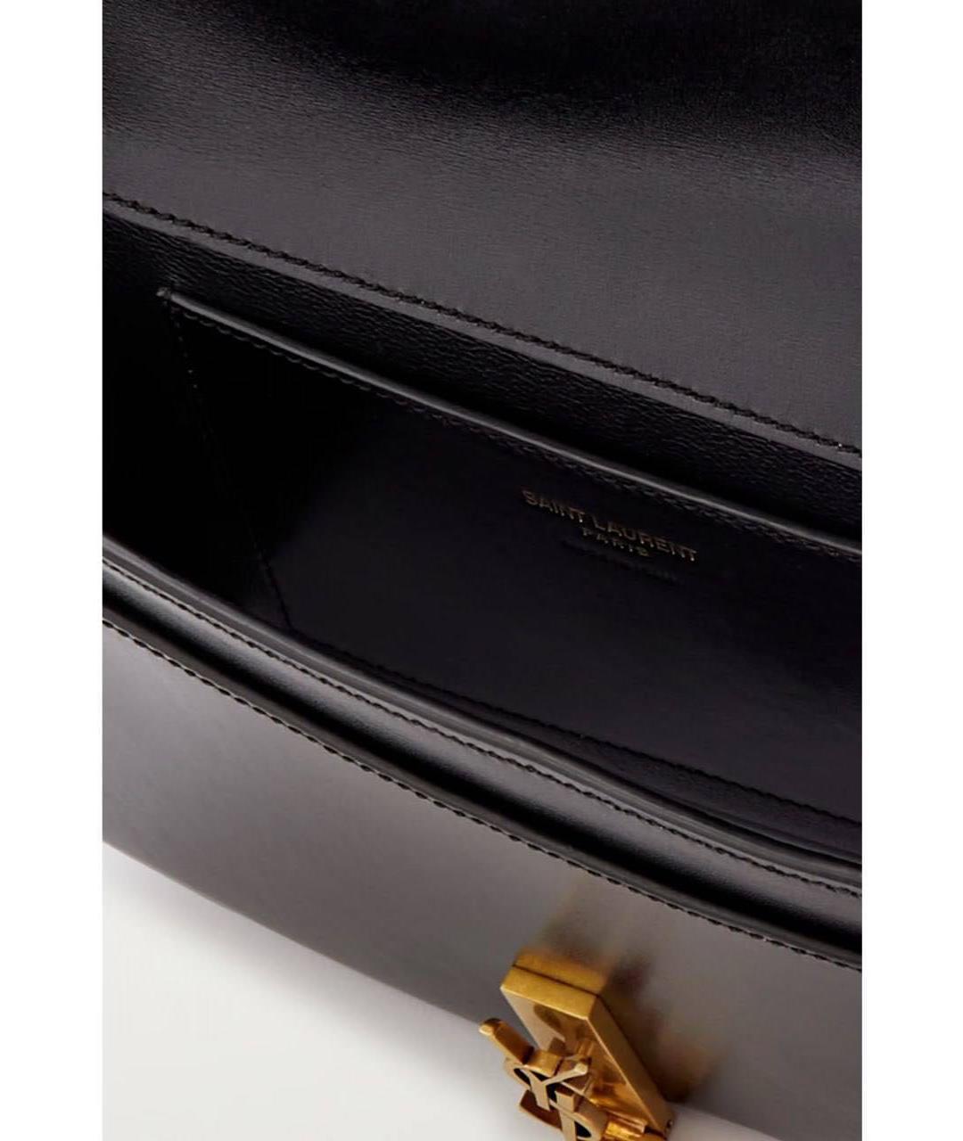 SAINT LAURENT Черная кожаная сумка с короткими ручками, фото 6