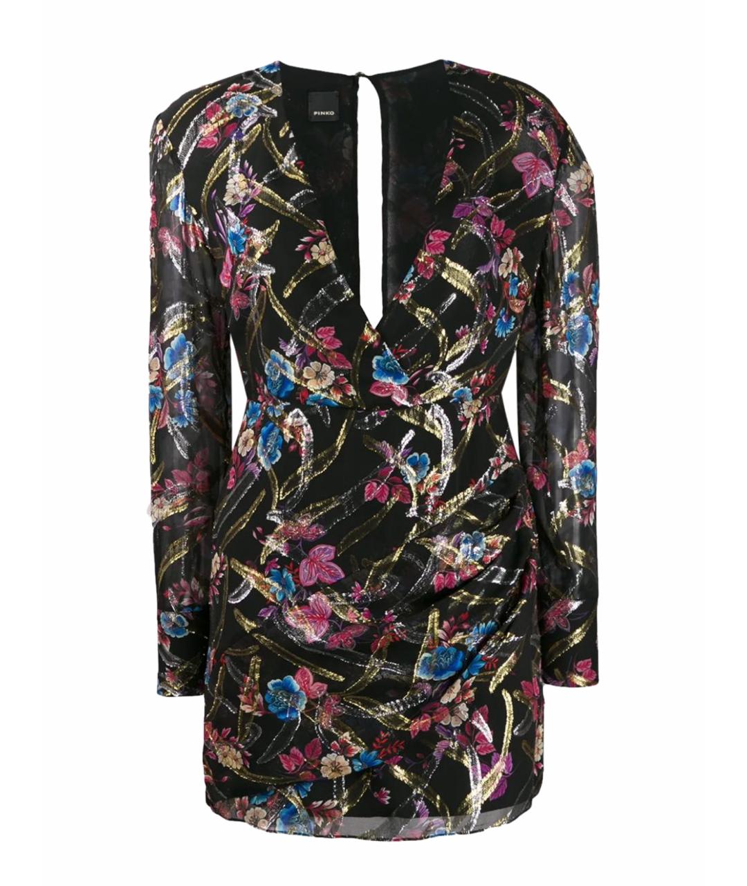 PINKO Черное шелковое коктейльное платье, фото 1