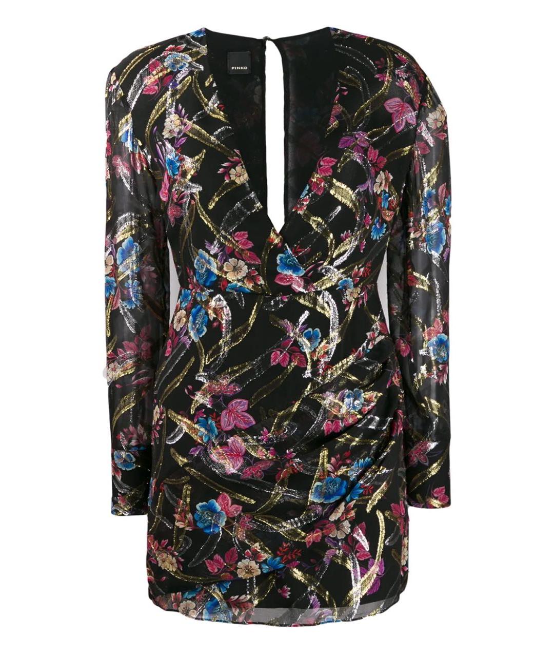 PINKO Черное шелковое коктейльное платье, фото 8