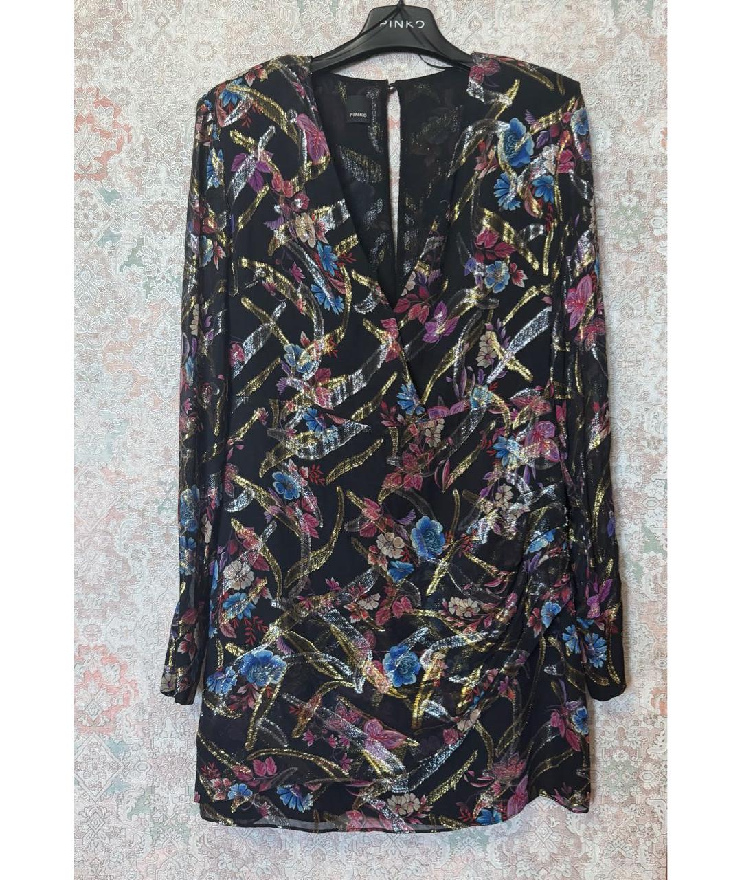 PINKO Черное шелковое коктейльное платье, фото 2