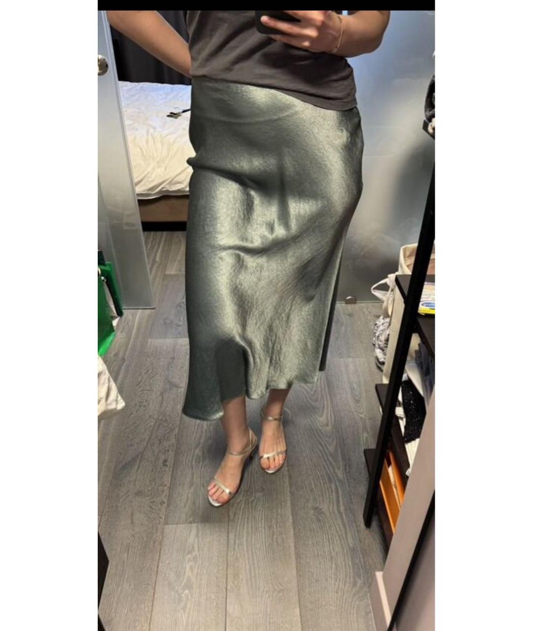 HUGO BOSS Зеленая ацетатная юбка миди, фото 3