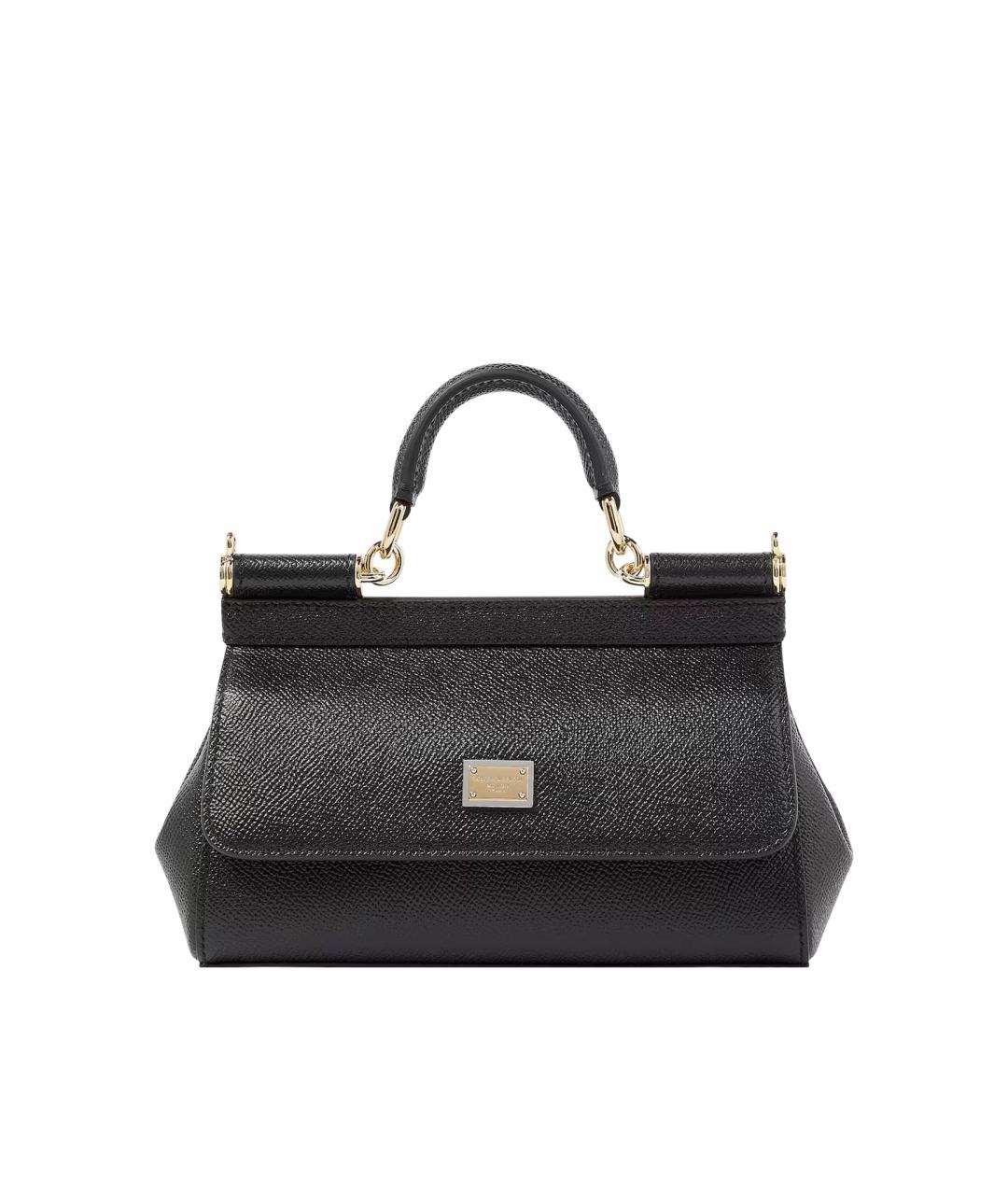 DOLCE&GABBANA Черная кожаная сумка с короткими ручками, фото 1