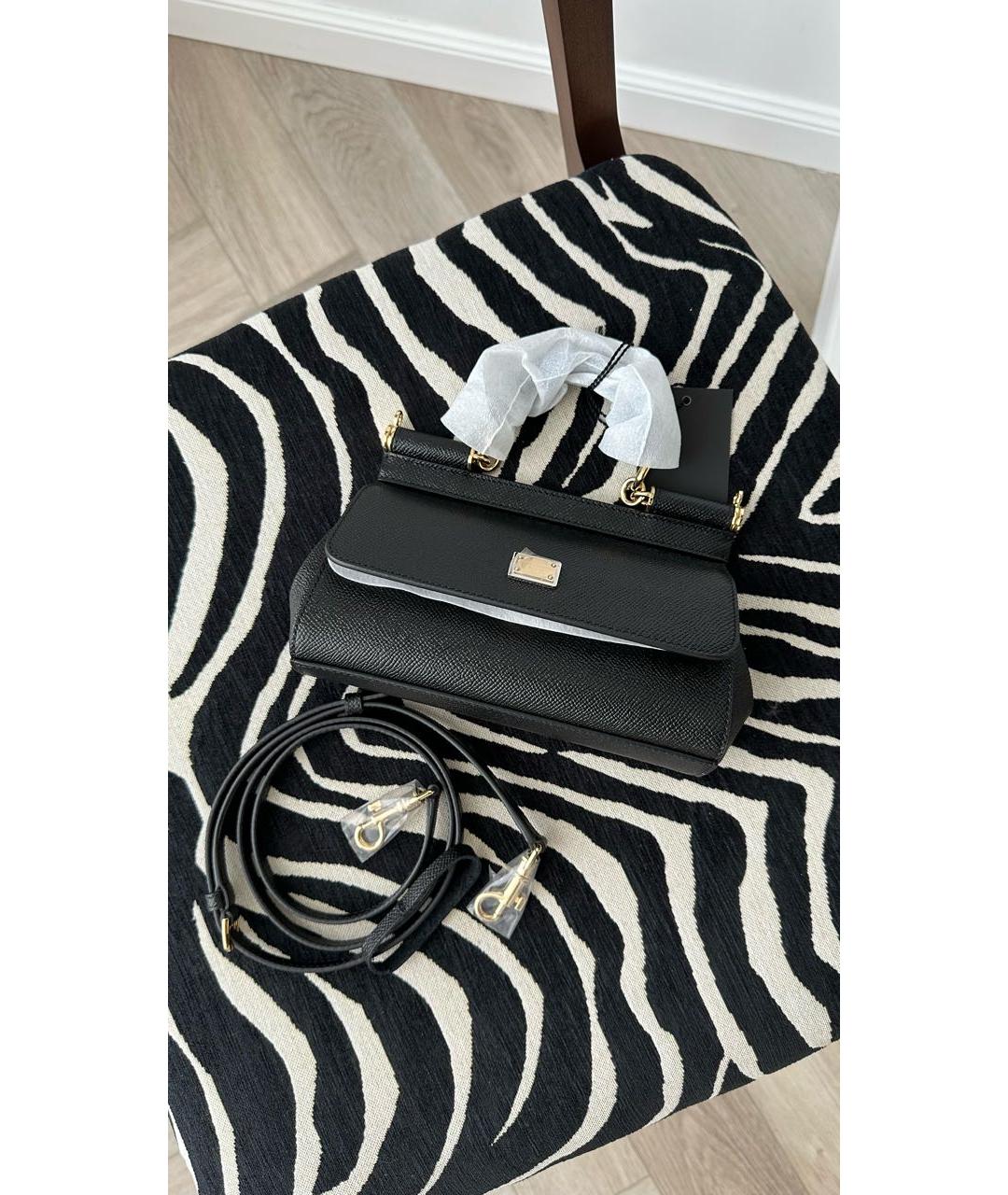 DOLCE&GABBANA Черная кожаная сумка с короткими ручками, фото 4