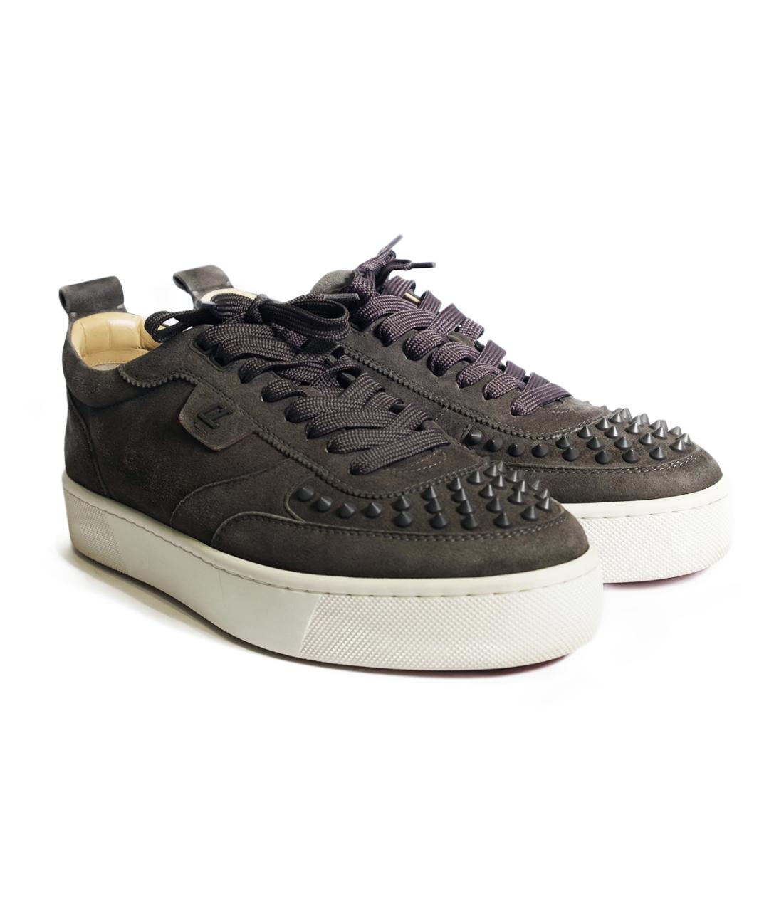 CHRISTIAN LOUBOUTIN Серые замшевые низкие кроссовки / кеды, фото 2