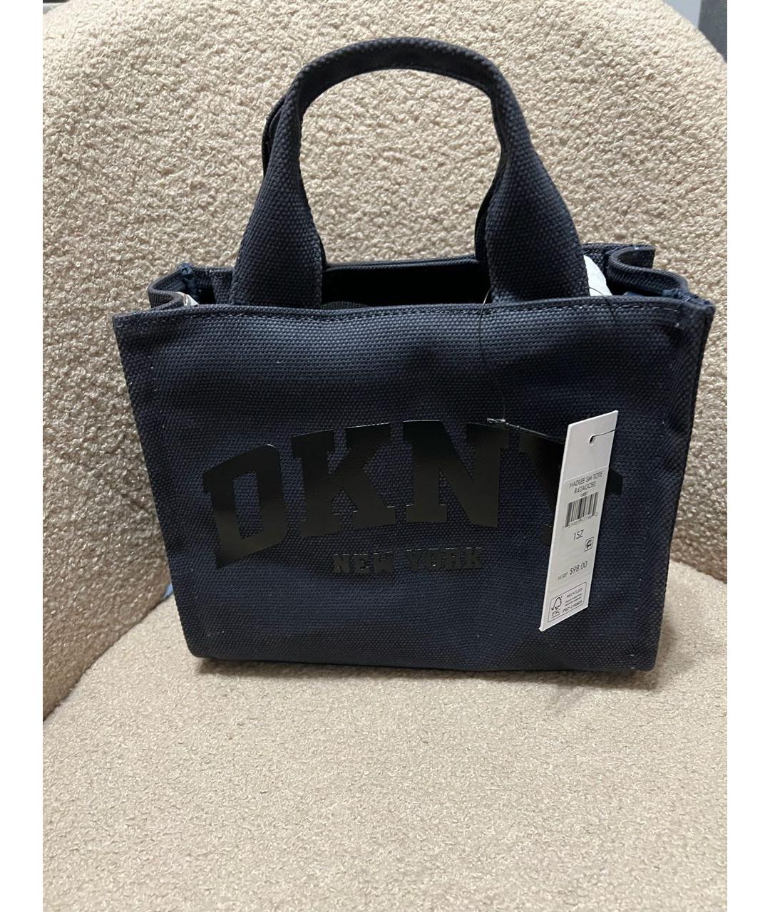 DKNY Темно-синяя тканевая сумка тоут, фото 5