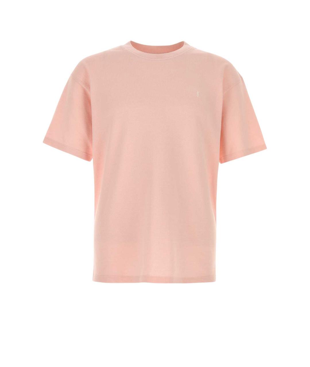 SAINT LAURENT Розовая хлопковая футболка, фото 1