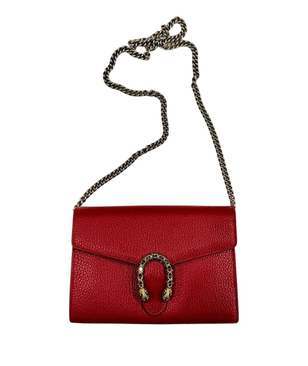 GUCCI Бордовая кожаная сумка через плечо, фото 1