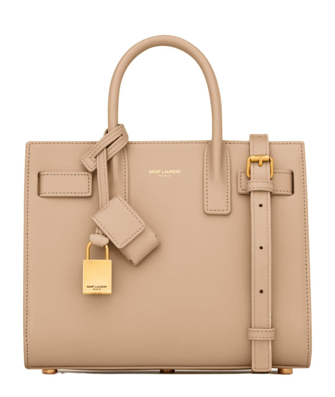 SAINT LAURENT Бежевая кожаная сумка тоут, фото 1