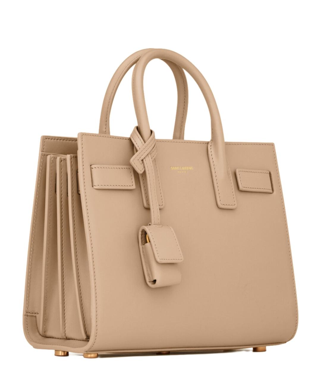 SAINT LAURENT Бежевая кожаная сумка тоут, фото 3