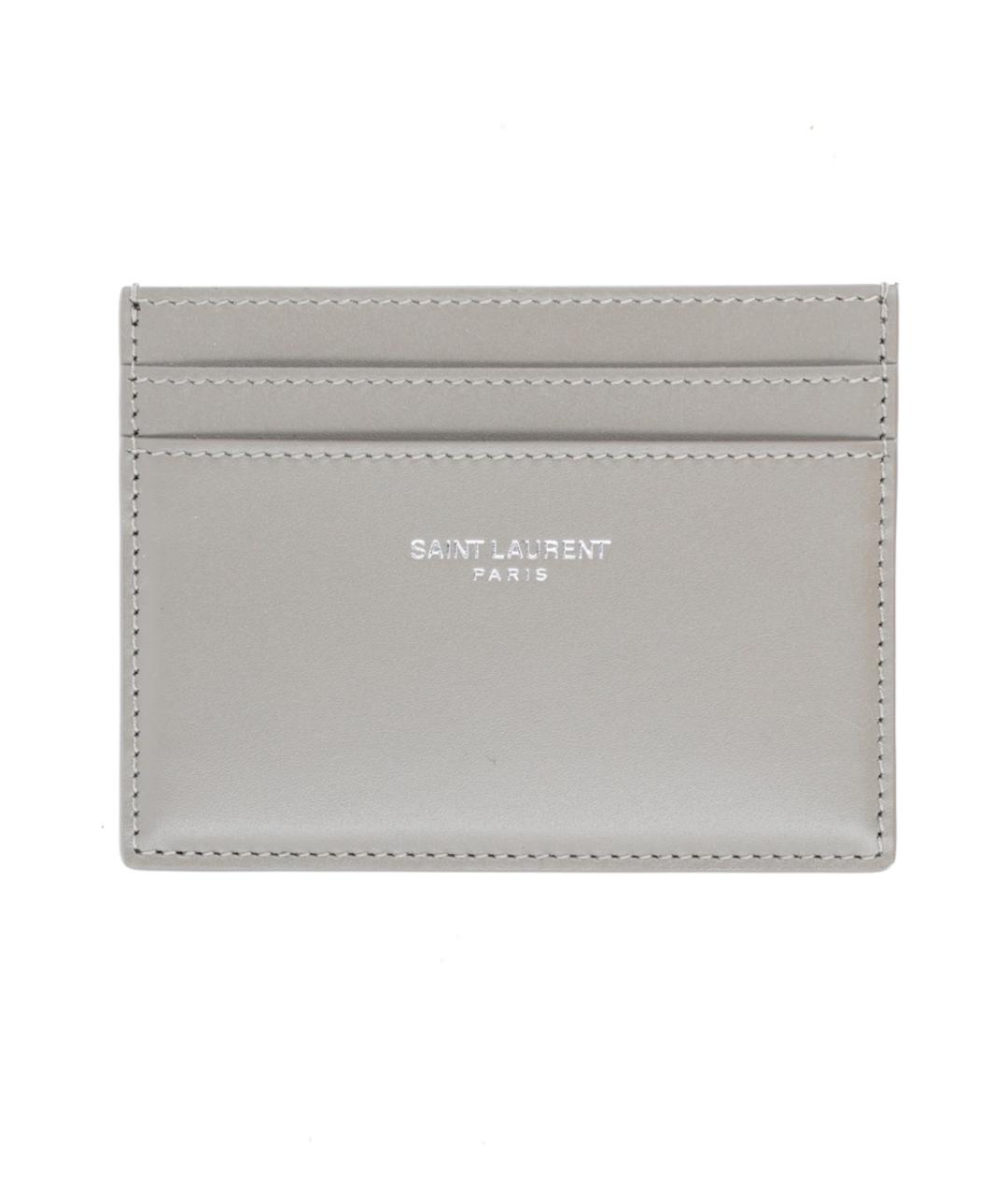 SAINT LAURENT Бежевый кожаный кардхолдер, фото 1