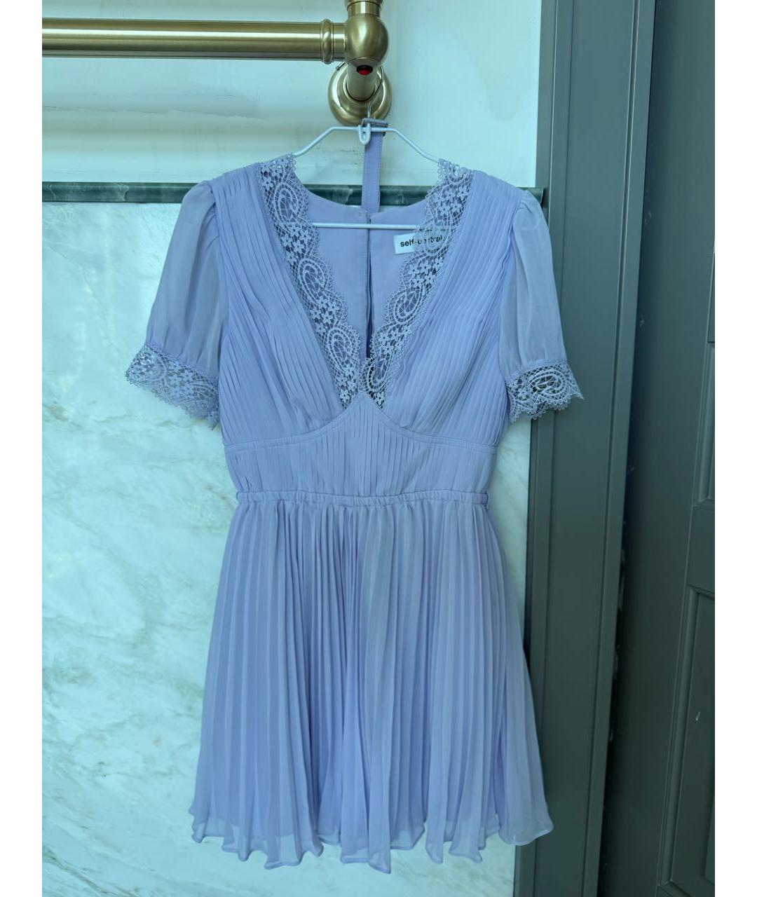 SELF-PORTRAIT Фиолетовое креповое коктейльное платье, фото 6