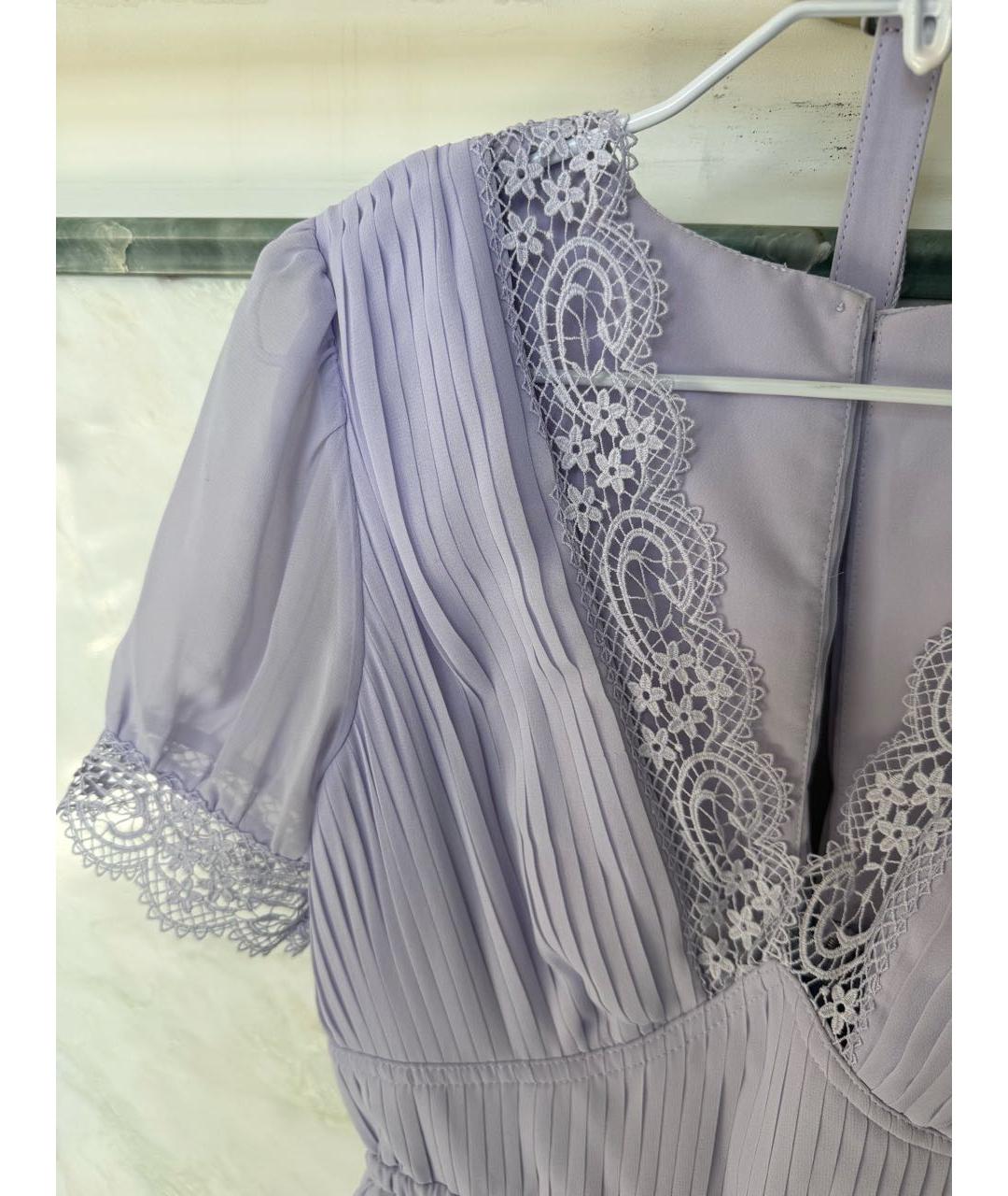 SELF-PORTRAIT Фиолетовое креповое коктейльное платье, фото 4