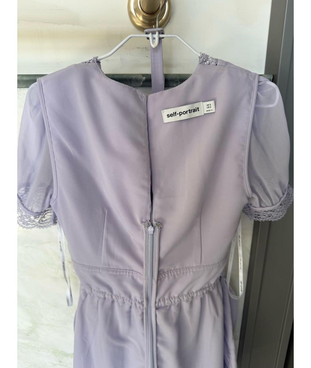 SELF-PORTRAIT Фиолетовое креповое коктейльное платье, фото 3