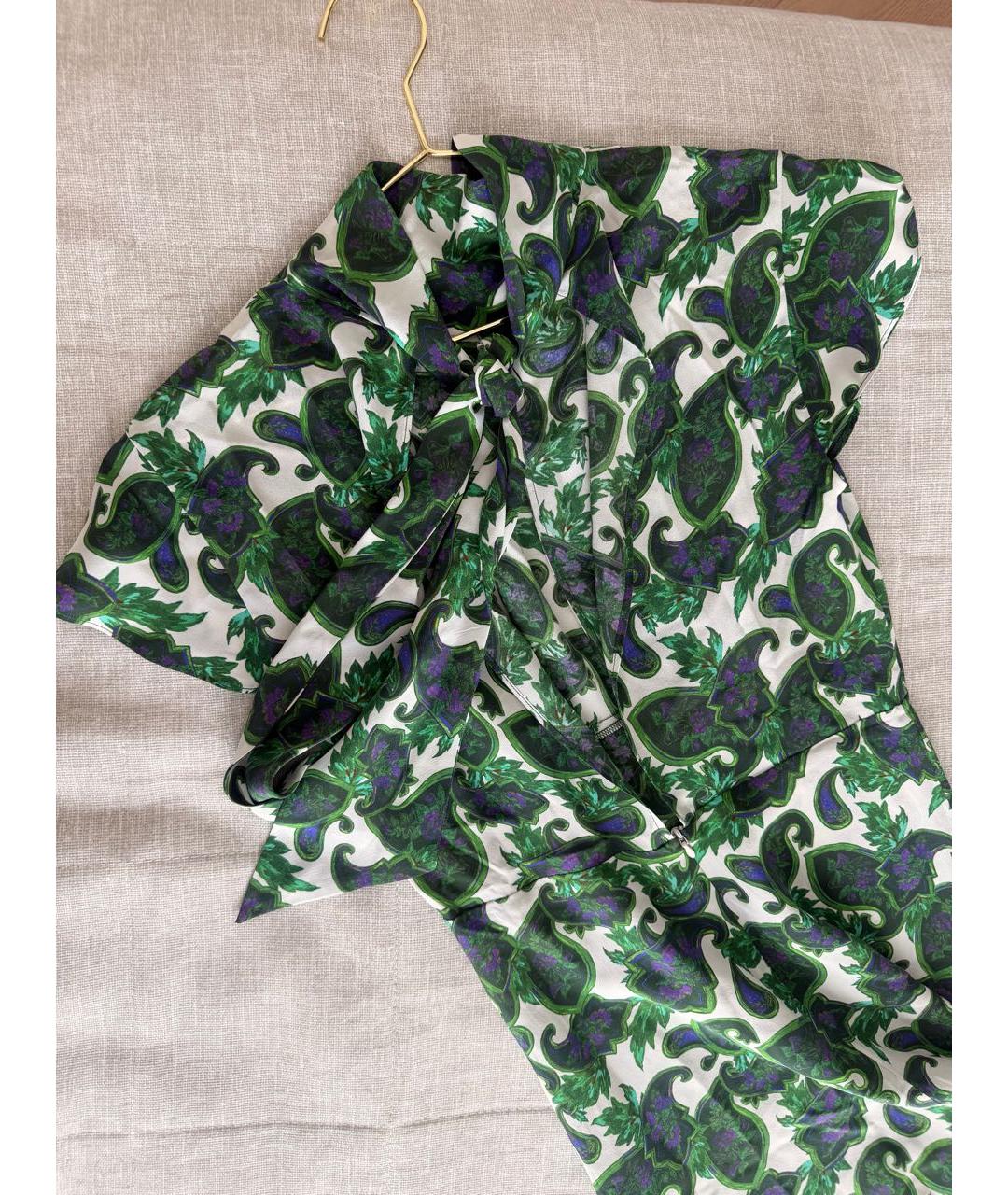 SANDRO Зеленые шелковое повседневное платье, фото 4