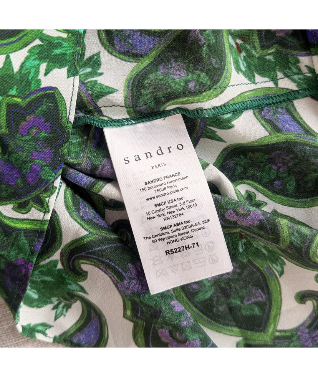 SANDRO Зеленые шелковое повседневное платье, фото 6