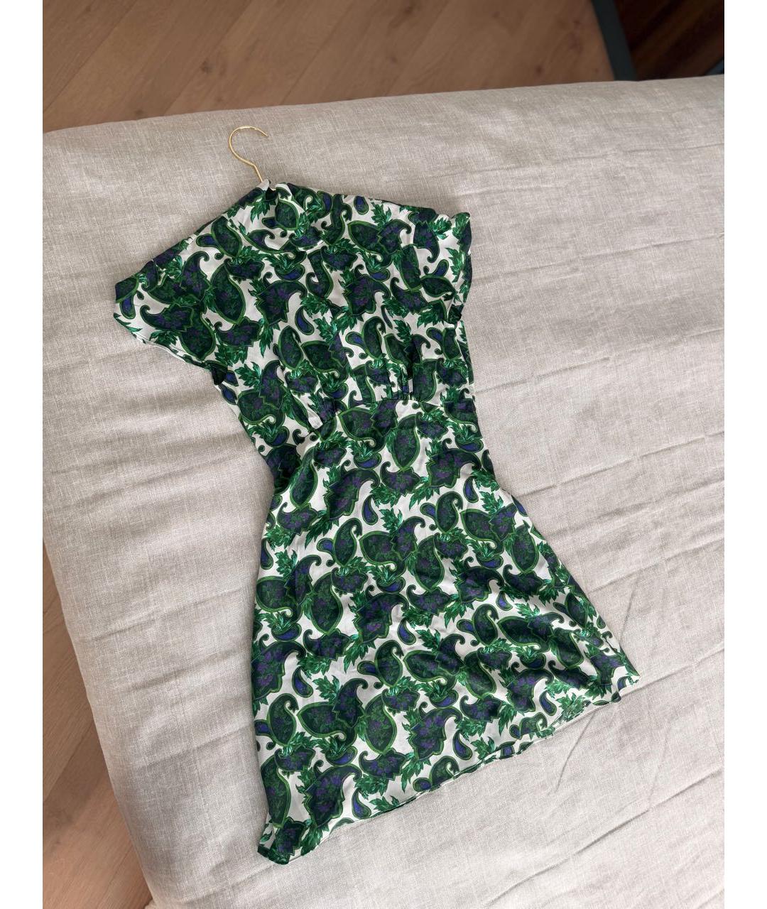 SANDRO Зеленые шелковое повседневное платье, фото 3