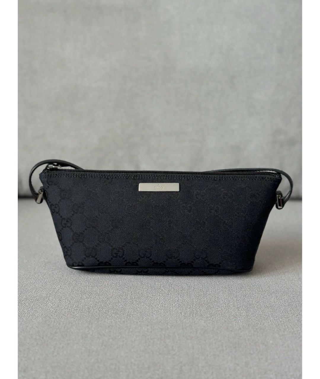 GUCCI Черная тканевая сумка с короткими ручками, фото 3